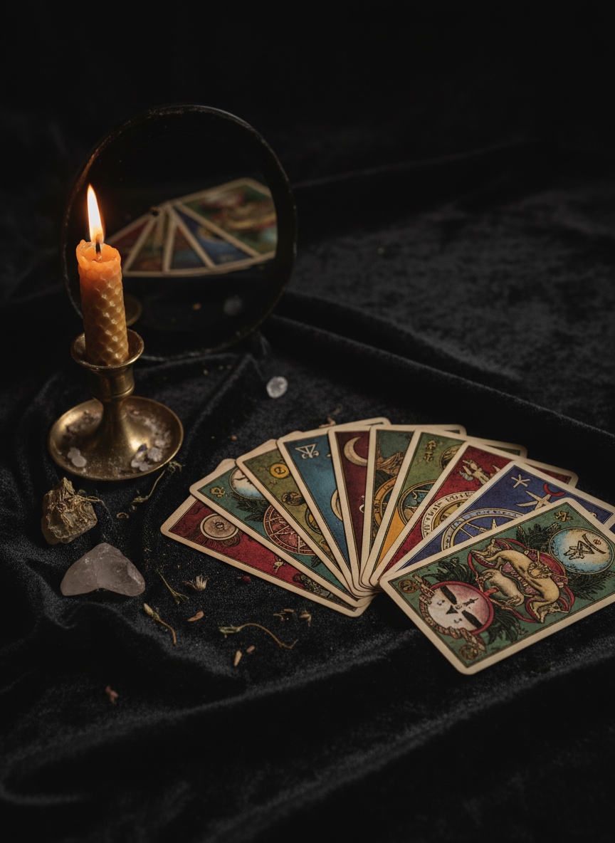 Tarot card reading close-up